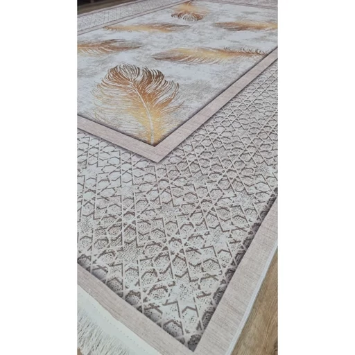 فرشینه مخمل تُرک طرح پر طلایی کد M299 (پس کرایه) فرشینه مخمل تُرک طرح پر طلایی کد M299 (پس کرایه) - Image 3