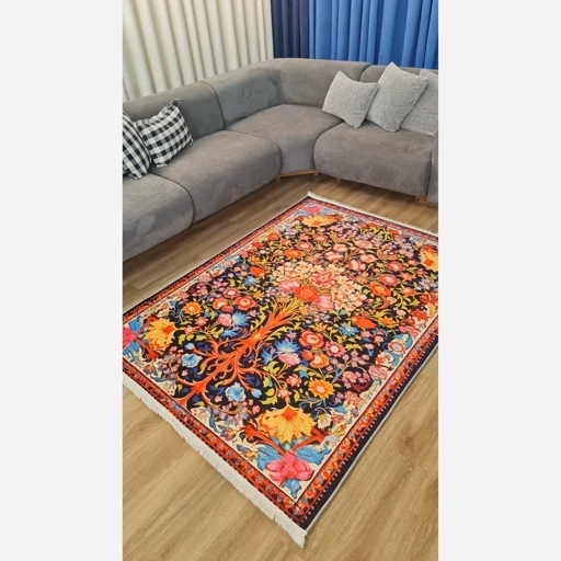 فرشینه هازان ترک طرح ابریشمی 048 (پس کرایه) فرشینه هازان ترک طرح ابریشمی 048 (پس کرایه) - Image 3