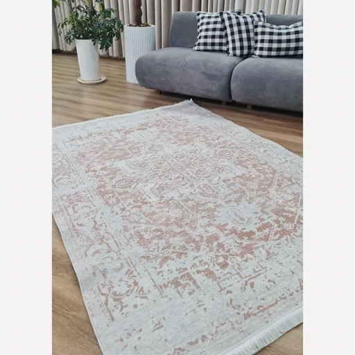 فرش ماشینی چاپی | فرشینه هازان ترک کرم وینتیج کد M196 (پس کرایه) فرش ماشینی چاپی | فرشینه هازان ترک کرم وینتیج کد M196 (پس کرایه) - Image 4