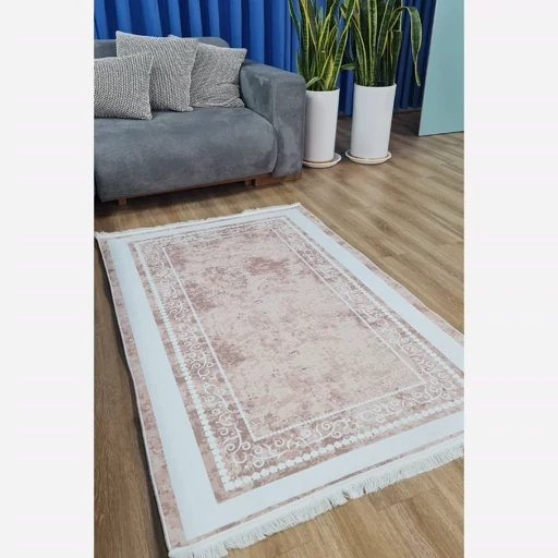 فرش ماشینی چاپی | فرشینه مخمل کرم سفید استوپ دار (پس کرایه) فرش ماشینی چاپی | فرشینه مخمل کرم سفید استوپ دار (پس کرایه) - Image 5