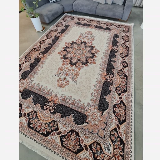 فرشینه هازان ترک طرح سنتی کرم کدh307 (پس کرایه) فرشینه هازان ترک طرح سنتی کرم کدh307 (پس کرایه)