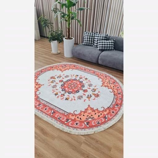 فرش ماشینی چاپی | فرشینه بیضی هازان ترک کد B104 (پس کرایه) فرش ماشینی چاپی | فرشینه بیضی هازان ترک کد B104 (پس کرایه) - Image 4