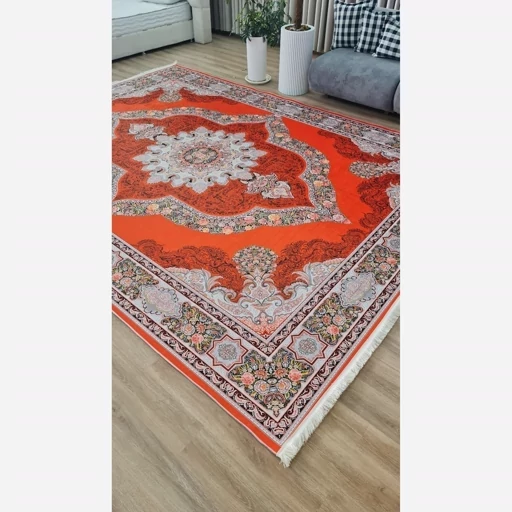 فرش ماشینی چاپی | فرشینه مخمل طرح سنتی قرمز 099 (پس کرایه) فرش ماشینی چاپی | فرشینه مخمل طرح سنتی قرمز 099 (پس کرایه) - Image 10