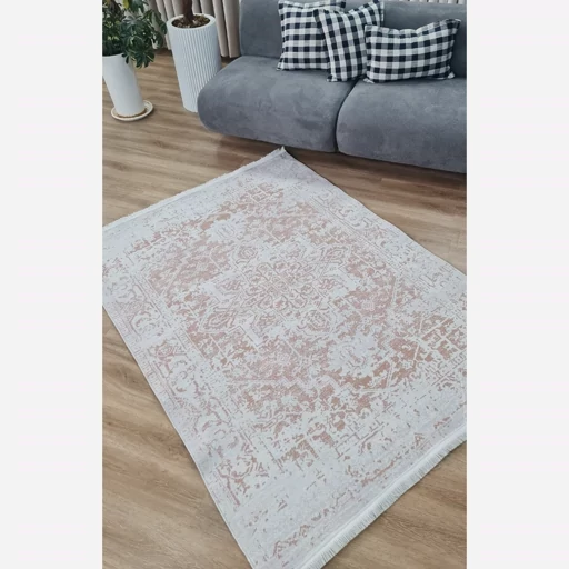 فرش ماشینی چاپی | فرشینه هازان ترک کرم وینتیج کد M196 (پس کرایه) فرش ماشینی چاپی | فرشینه هازان ترک کرم وینتیج کد M196 (پس کرایه) - Image 6
