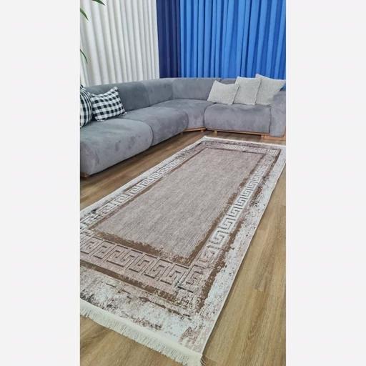 فرش ماشینی چاپی | فرشینه مخمل طرح ورساچه نسکافه ای h270 (پس کرایه) فرش ماشینی چاپی | فرشینه مخمل طرح ورساچه نسکافه ای h270 (پس کرایه) - Image 8