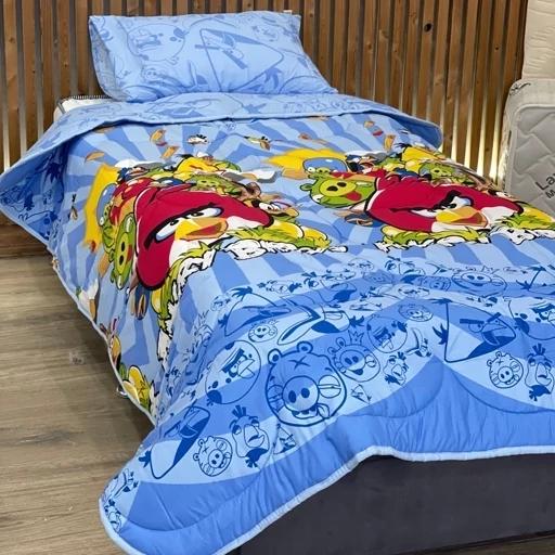 ست فانتزی روتختی 4 تیکه طرح انگری بردز آبی (پس کرایه) ست فانتزی روتختی 4 تیکه طرح انگری بردز آبی (پس کرایه) - Image 3