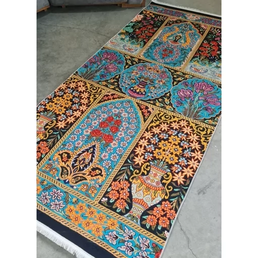 فرش ماشینی چاپی | فرشینه مخمل طرح گل وگلدان 051 (پس کرایه) فرش ماشینی چاپی | فرشینه مخمل طرح گل وگلدان 051 (پس کرایه) - Image 2
