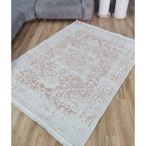فرش ماشینی چاپی | فرشینه هازان ترک کرم وینتیج کد M196 (پس کرایه) فرش ماشینی چاپی | فرشینه هازان ترک کرم وینتیج کد M196 (پس کرایه)