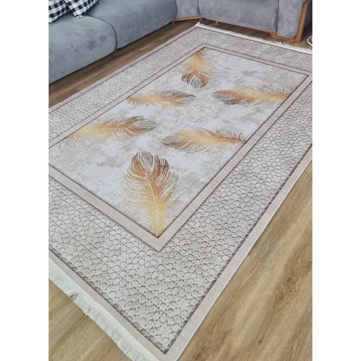 فرشینه مخمل تُرک طرح پر طلایی کد M299 (پس کرایه) فرشینه مخمل تُرک طرح پر طلایی کد M299 (پس کرایه) - Image 4