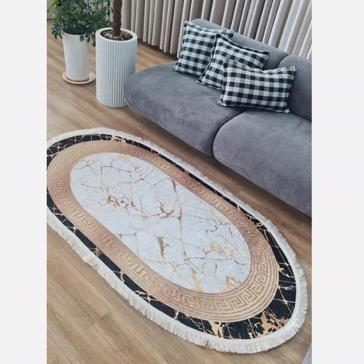 فرش بیضی ورساچه مخمل شنل ترک b18 (پس کرایه) فرش بیضی ورساچه مخمل شنل ترک b18 (پس کرایه) - Image 7