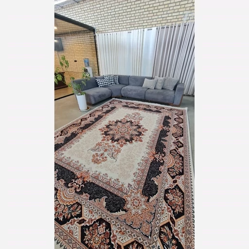 فرشینه هازان ترک طرح سنتی کرم کدh307 (پس کرایه) فرشینه هازان ترک طرح سنتی کرم کدh307 (پس کرایه) - Image 5