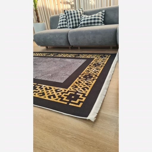 فرش ماشینی چاپی | فرشینه هازان ترک مدرن مشکی طلایی کد h246 (پس کرایه) فرش ماشینی چاپی | فرشینه هازان ترک مدرن مشکی طلایی کد h246 (پس کرایه) - Image 8