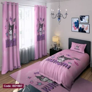 ست فانتزی رو تختی چاپی دخترانه کرومی  کد bd1687 (پس کرایه)