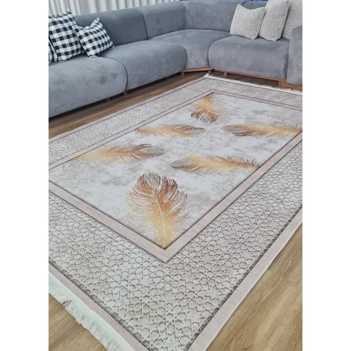 فرشینه مخمل تُرک طرح پر طلایی کد M299 (پس کرایه) فرشینه مخمل تُرک طرح پر طلایی کد M299 (پس کرایه) - Image 2