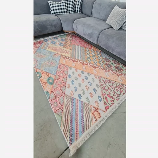 فرش ماشینی چاپی | فرشینه هازان ترک طرح چهل تیکه سنتی کد M115 (پس کرایه) فرش ماشینی چاپی | فرشینه هازان ترک طرح چهل تیکه سنتی کد M115 (پس کرایه) - Image 4