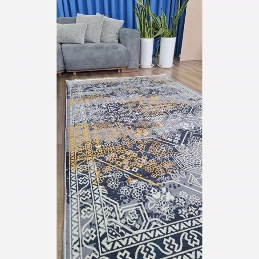 فرش ماشینی چاپی | فرشینه هازان ترک طرح طوسی وینتیج (پس کرایه) فرش ماشینی چاپی | فرشینه هازان ترک طرح طوسی وینتیج (پس کرایه) - Image 4