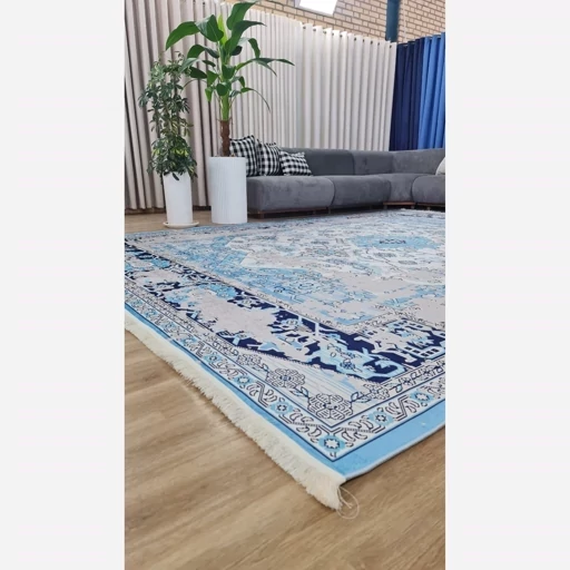 فرشینه مخمل آبی وینتیج (پس کرایه) فرشینه مخمل آبی وینتیج (پس کرایه) - Image 10