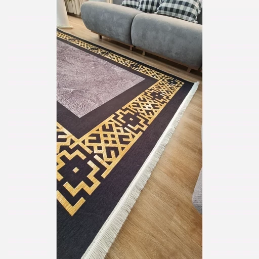 فرش ماشینی چاپی | فرشینه هازان ترک مدرن مشکی طلایی کد h246 (پس کرایه) فرش ماشینی چاپی | فرشینه هازان ترک مدرن مشکی طلایی کد h246 (پس کرایه) - Image 9