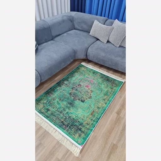 فرشینه هازان ترک طرح ابریشمی وینتیج سبز w2107 (پس کرایه) فرشینه هازان ترک طرح ابریشمی وینتیج سبز w2107 (پس کرایه) - Image 3