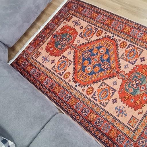 فرش ماشینی چاپی | فرشینه هازان ترک طرح سنتی قرمز کد O110 (پس کرایه) فرش ماشینی چاپی | فرشینه هازان ترک طرح سنتی قرمز کد O110 (پس کرایه) - Image 3