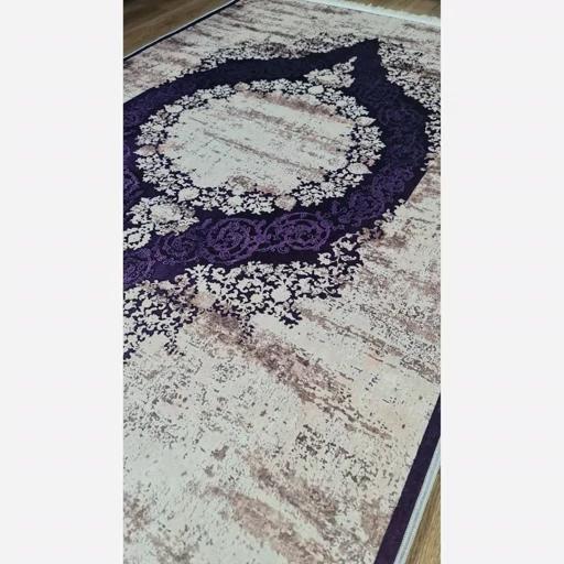 فرش ماشینی چاپی | فرشینه هازان ترک طرح وینتیج بنفش کد h232 (پس کرایه) فرش ماشینی چاپی | فرشینه هازان ترک طرح وینتیج بنفش کد h232 (پس کرایه) - Image 4