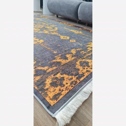 فرشینه هازان ترک وینتیج طوسی زرد (پس کرایه) فرشینه هازان ترک وینتیج طوسی زرد (پس کرایه) - Image 4