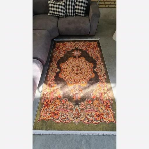 فرش ماشینی چاپی | فرشینه هازان ترک طرح سنتی زمینه سبز و نارنجی 058 (پس کرایه) فرش ماشینی چاپی | فرشینه هازان ترک طرح سنتی زمینه سبز و نارنجی 058 (پس کرایه) - Image 8