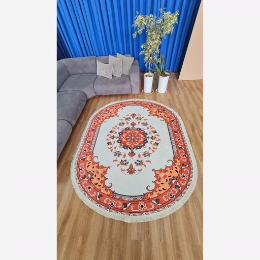 فرش ماشینی چاپی | فرشینه بیضی هازان ترک کد B104 (پس کرایه) فرش ماشینی چاپی | فرشینه بیضی هازان ترک کد B104 (پس کرایه) - Image 6