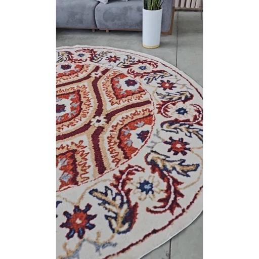 فرش مدرن گرد مخمل تُرک ضد سُر کد D138 (پس کرایه) فرش مدرن گرد مخمل تُرک ضد سُر کد D138 (پس کرایه) - Image 3