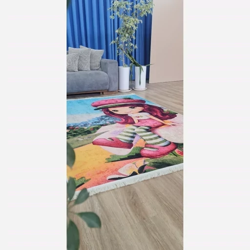 فرشینه کودک مخمل دختر توت فرنگی (پس کرایه) فرشینه کودک مخمل دختر توت فرنگی (پس کرایه) - Image 7