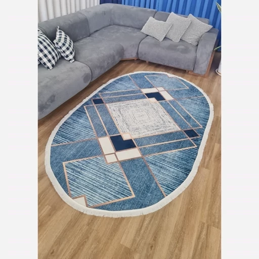 فرش ماشینی چاپی | فرشینه هازان ترک ست آبی مدرن S12 (پس کرایه) فرش ماشینی چاپی | فرشینه هازان ترک ست آبی مدرن S12 (پس کرایه) - Image 7