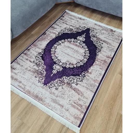 فرش ماشینی چاپی | فرشینه هازان ترک طرح وینتیج بنفش کد h232 (پس کرایه) فرش ماشینی چاپی | فرشینه هازان ترک طرح وینتیج بنفش کد h232 (پس کرایه)