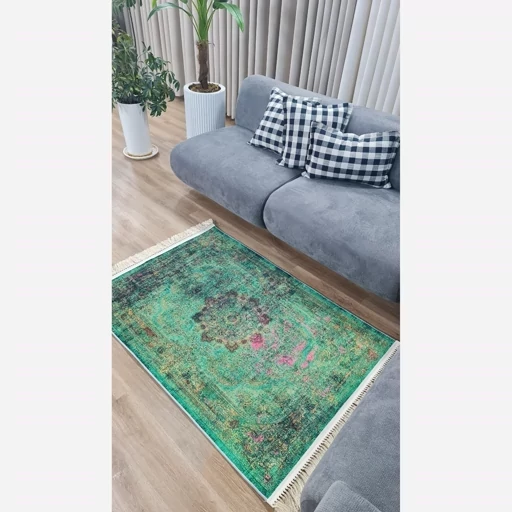 فرشینه هازان ترک طرح ابریشمی وینتیج سبز w2107 (پس کرایه) فرشینه هازان ترک طرح ابریشمی وینتیج سبز w2107 (پس کرایه) - Image 7