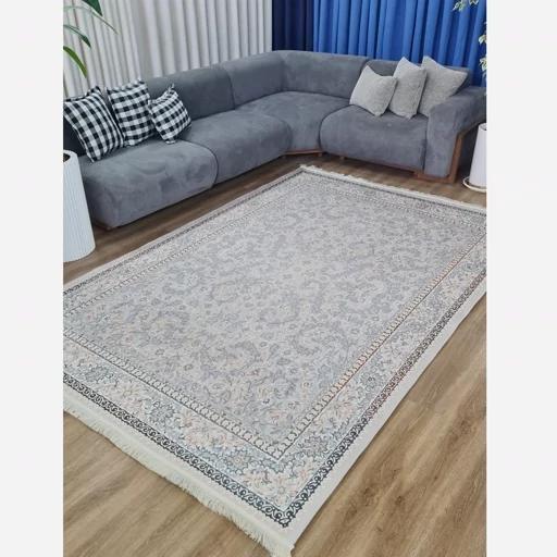 فرش ماشینی چاپی | فرشینه مخمل طرح افشان طوسی (پس کرایه) فرش ماشینی چاپی | فرشینه مخمل طرح افشان طوسی (پس کرایه) - Image 9