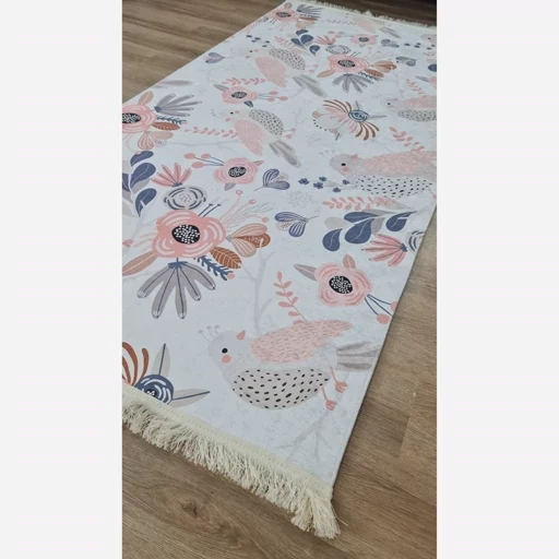فرش ماشینی چاپی | فرشینه مخمل طرح گل و کبوتر R111 (پس کرایه) فرش ماشینی چاپی | فرشینه مخمل طرح گل و کبوتر R111 (پس کرایه) - Image 4
