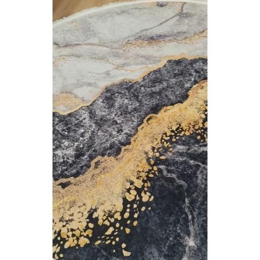 فرش ماشینی چاپی | فرشینه گرد هازان ترک سفید طلایی طرح سنگ کد S100 (پس کرایه) فرش ماشینی چاپی | فرشینه گرد هازان ترک سفید طلایی طرح سنگ کد S100 (پس کرایه) - Image 4