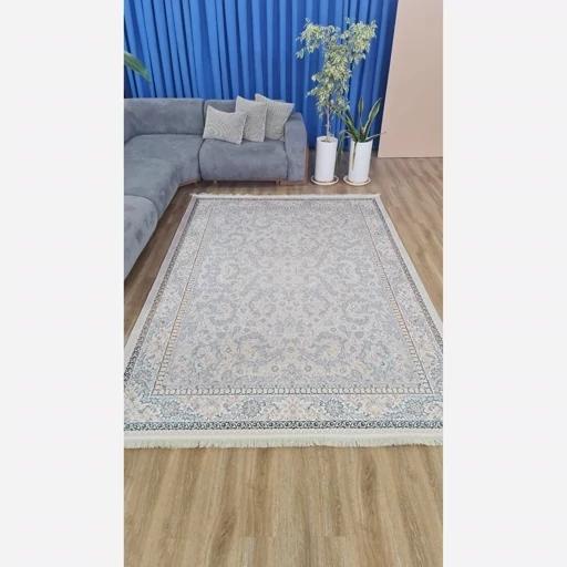 فرش ماشینی چاپی | فرشینه مخمل طرح افشان طوسی (پس کرایه) فرش ماشینی چاپی | فرشینه مخمل طرح افشان طوسی (پس کرایه) - Image 3