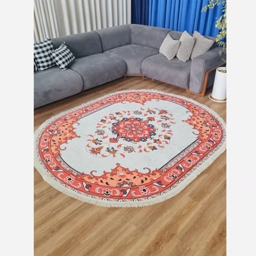 فرش ماشینی چاپی | فرشینه بیضی هازان ترک کد B104 (پس کرایه) فرش ماشینی چاپی | فرشینه بیضی هازان ترک کد B104 (پس کرایه) - Image 3