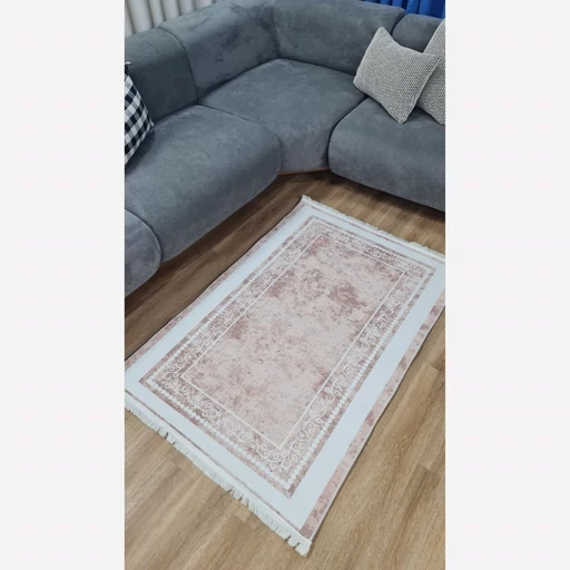 فرش ماشینی چاپی | فرشینه مخمل کرم سفید استوپ دار (پس کرایه) فرش ماشینی چاپی | فرشینه مخمل کرم سفید استوپ دار (پس کرایه) - Image 7