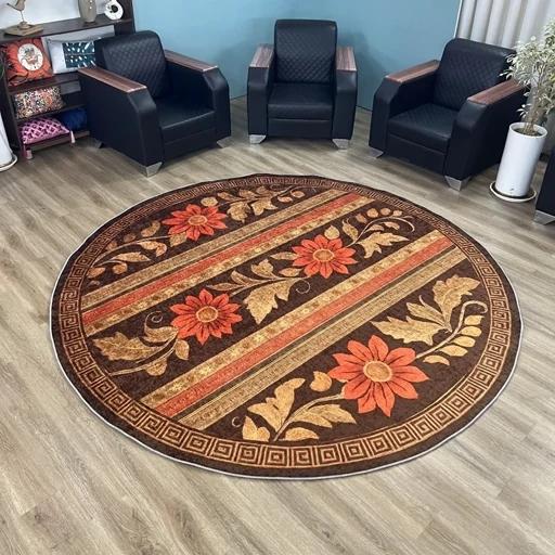 فرشینه گرد مخمل تُرک پاگرد راه پله طرح گل ورساچه کد F 135(پس کرایه) فرشینه گرد مخمل تُرک پاگرد راه پله طرح گل ورساچه کد F 135(پس کرایه)