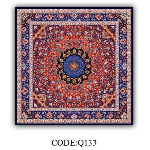 فرش چاپی مخمل سنتی قرمز لاکی مربع مخمل کد Q133 (پس کرایه) فرش چاپی مخمل سنتی قرمز لاکی مربع مخمل کد Q133 (پس کرایه) - Image 3