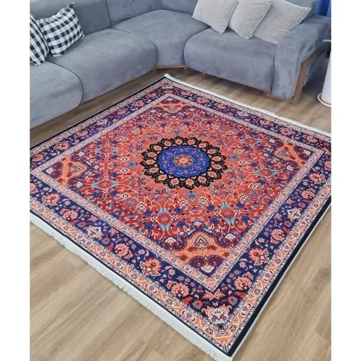 فرش چاپی مخمل سنتی قرمز لاکی مربع مخمل کد Q133 (پس کرایه) فرش چاپی مخمل سنتی قرمز لاکی مربع مخمل کد Q133 (پس کرایه) - Image 2