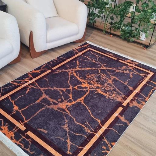 فرشینه قالیوا مخمل هازان طرح ماربل نارنجی H255 (پس کرایه) فرشینه قالیوا مخمل هازان طرح ماربل نارنجی H255 (پس کرایه)