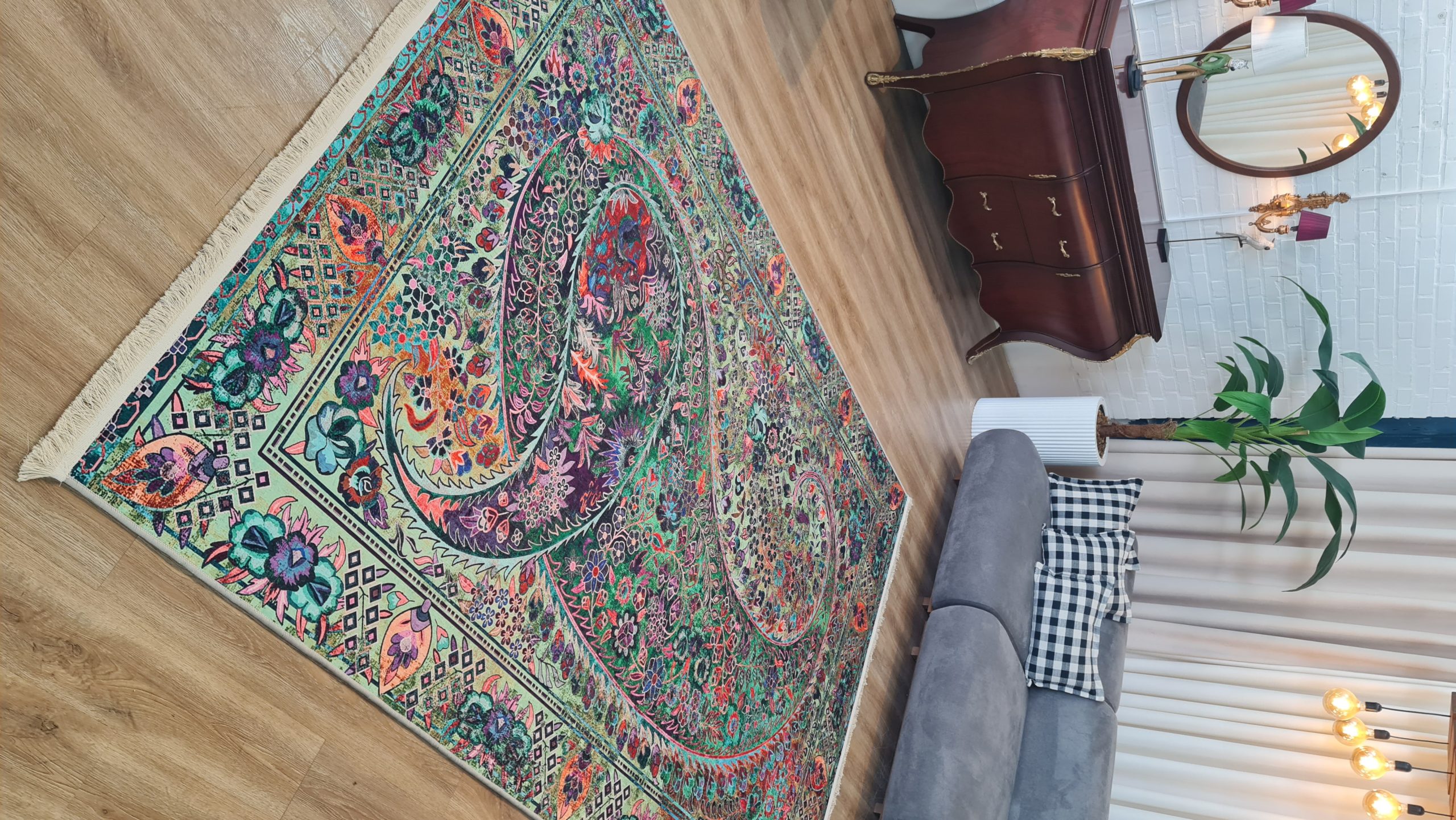 فرشینه مخمل هازان کیفیت گوشتی A+ ترمه گل باغ U141(پس کرایه) فرشینه مخمل هازان کیفیت گوشتی A+ ترمه گل باغ U141(پس کرایه) - تصویر 4
