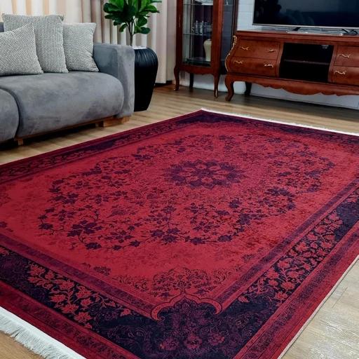 فرشینه مخمل هایژنیک کیفیت گوشتی A+ طرح زرشکی قرمز U100 (پس کرایه) فرشینه مخمل هایژنیک کیفیت گوشتی A+ طرح زرشکی قرمز U100 (پس کرایه) - Image 4