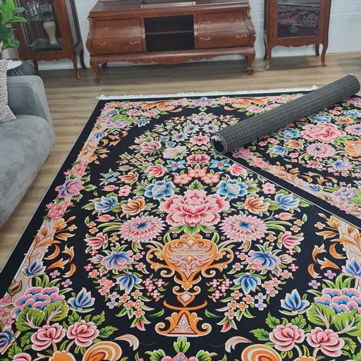 فرشینه مخمل کیفیت گوشتی A+ سرمه گل A007 (پس کرایه) فرشینه مخمل کیفیت گوشتی A+ سرمه گل A007 (پس کرایه) - Image 3
