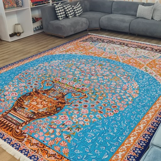 فرشینه مخمل هازان طرح فیروزه گلدان a019(پس کرایه) فرشینه مخمل هازان طرح فیروزه گلدان a019(پس کرایه) - Image 2
