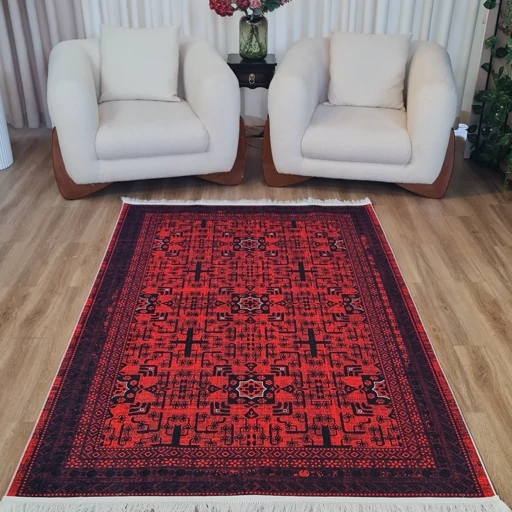 فرشینه مخمل هازان طرح قرمز خراسان L235(پس کرایه) فرشینه مخمل هازان طرح قرمز خراسان L235(پس کرایه) - Image 4