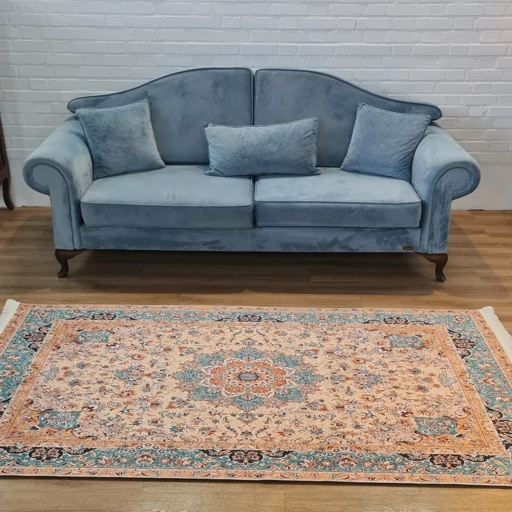 فرشینه مخمل هازان طرح فیروزه ای کازرون L466(پس کرایه) فرشینه مخمل هازان طرح فیروزه ای کازرون L466(پس کرایه) - Image 4