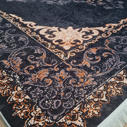 فرشینه مخمل هازان طرح مسیحا زمینه تیره L483(پس کرایه) فرشینه مخمل هازان طرح مسیحا زمینه تیره L483(پس کرایه) - Image 4